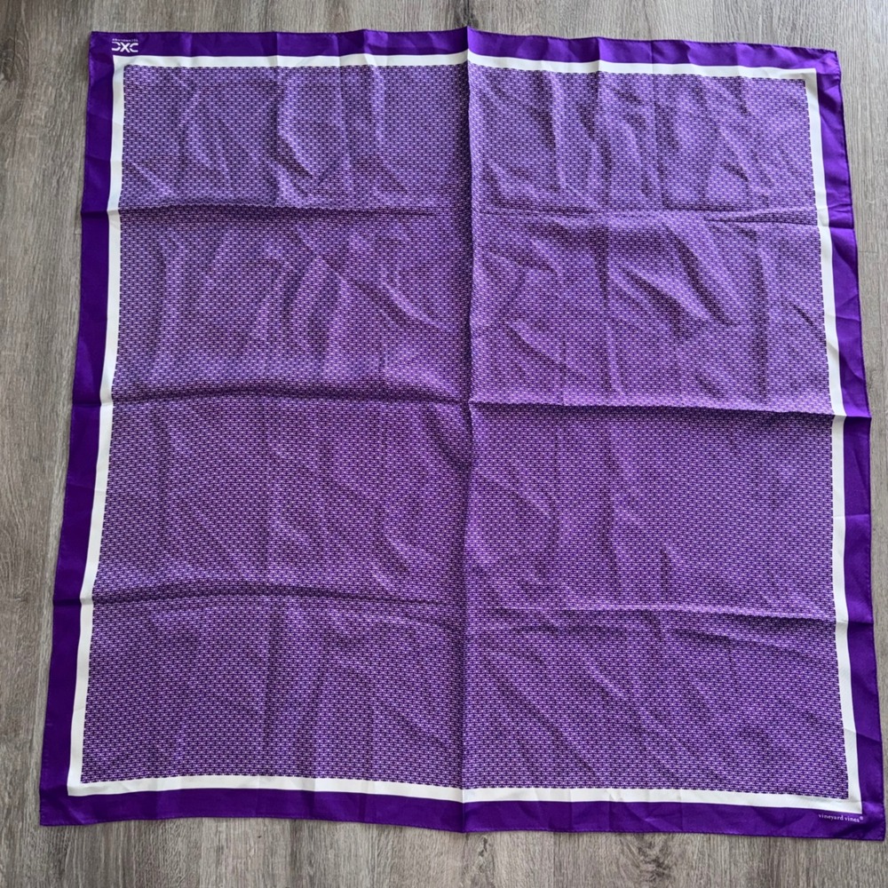 Vineyard Vines Scarf Women 35x35 Purple Silk Geometric DXCTechnology Logo Square